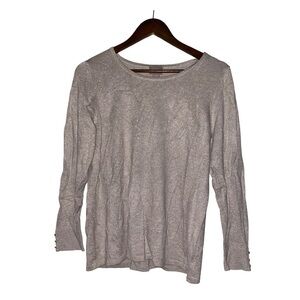 Chico’s‎ Beige Scoop Neck Rib Knit Office Work Glitter Long-Sleeve Top Medium